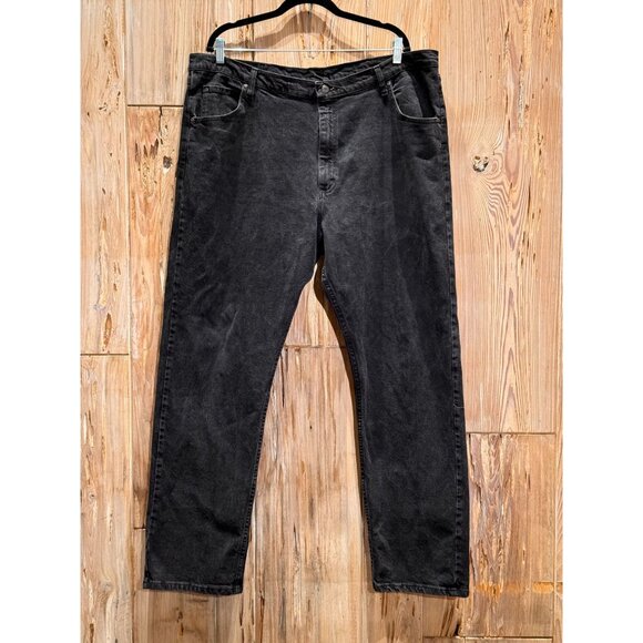 BIG & TALL 42X32 MENS WRANGLER DENIM STRAIGHT LEG JEANS FULL BLACK COWBOYCORE WE - Picture 1 of 9